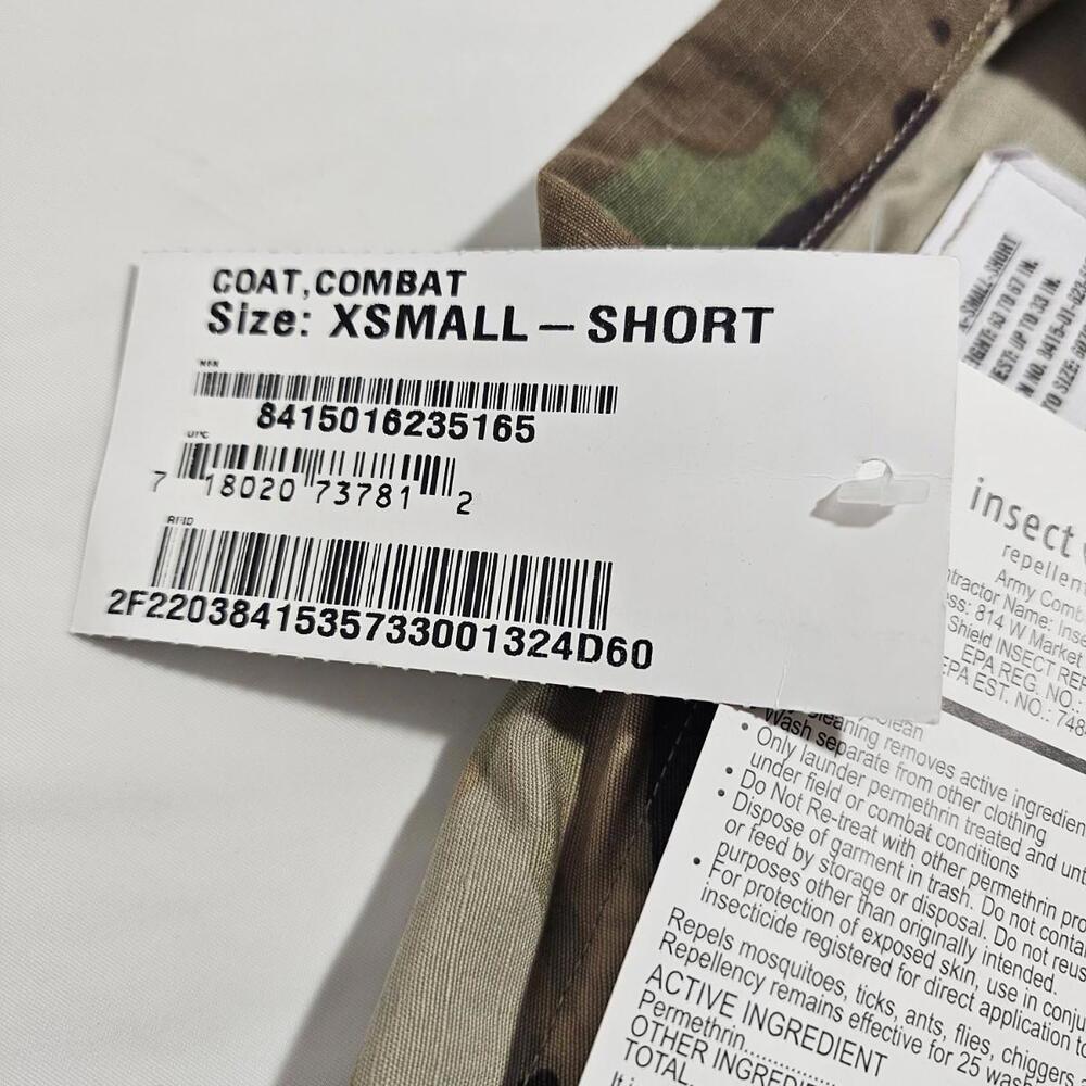 US Army Combat Shirt Coat Insect Guard Uniform Military X-Small Short NWT - Picture 10 of 10